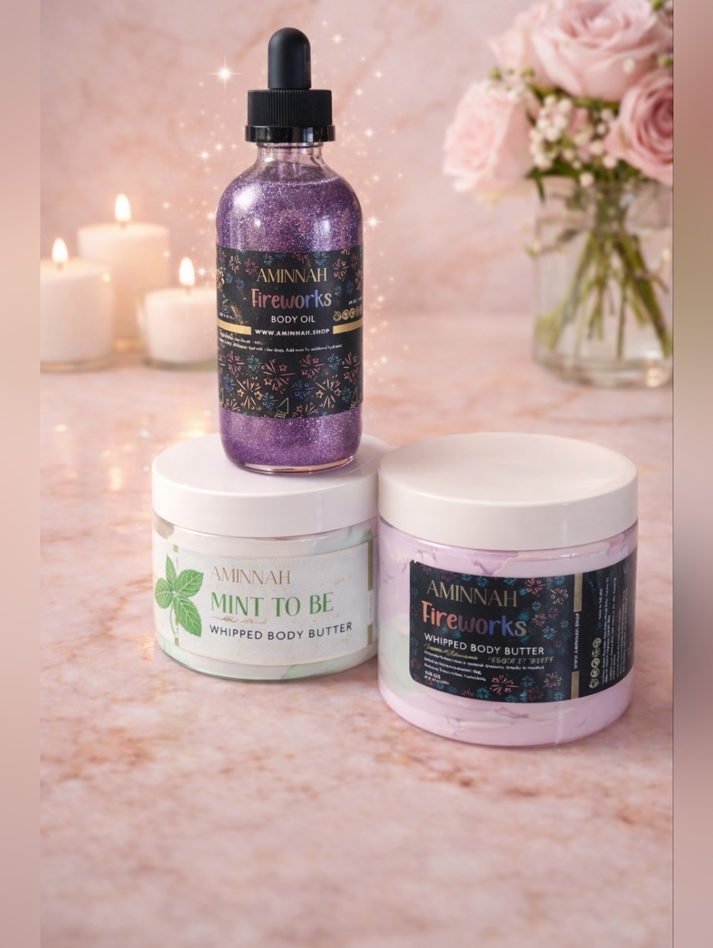 ✨ Aminnah Body Care Bundle – Purple Fireworks + Mint To Be ✨